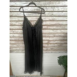 Vintage Erica Loren Lingere Open front Black Nightie Gown Women's Size OSFM